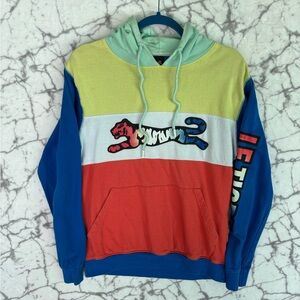 LE TIGRE Hoodie Sweatshirt Men’s S Vintage Pastel Block Colors Kangaroo Pouch